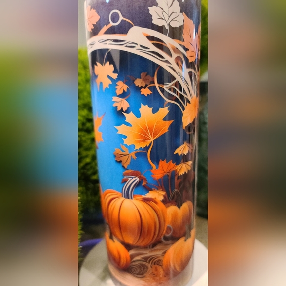 Pumpkin Archway 20oz Skinny Stainless Steel Tumbler - Fall Theme w/ Lid - Picture 6 of 9